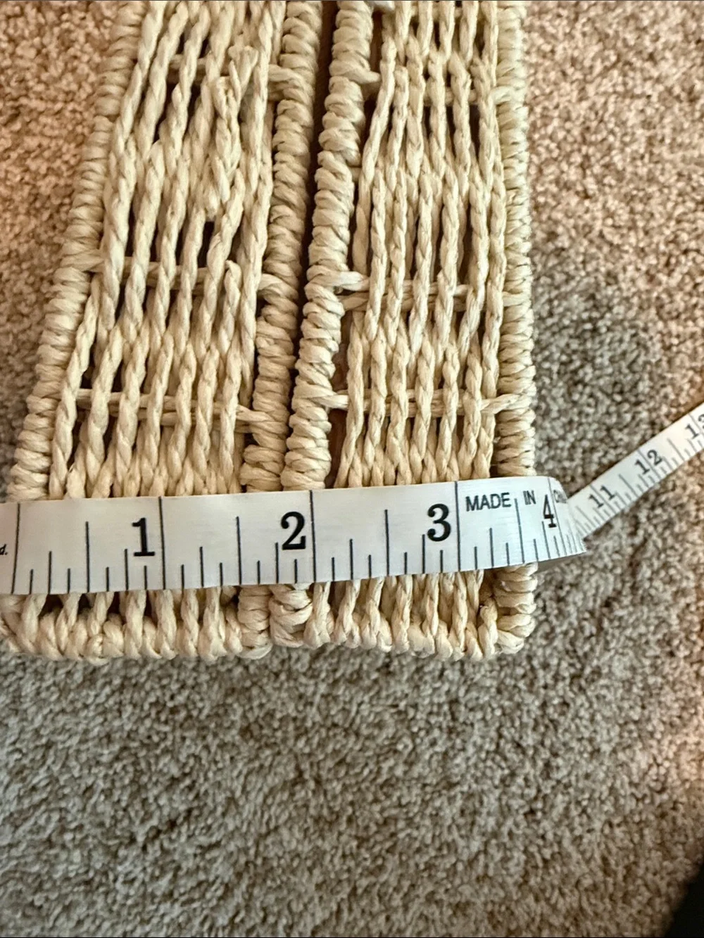Woven Rattan Box Handbag with Beaded Handle – Cream